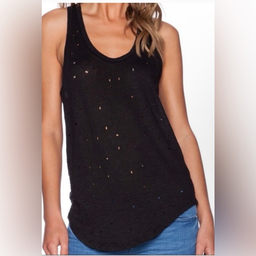 IRO Doris Linen Distressed Holey Tank Top  Size Medium